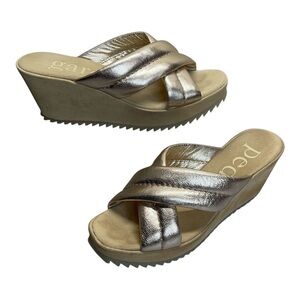 Pedro Garcia Metallic Gold Wedge Sandals
